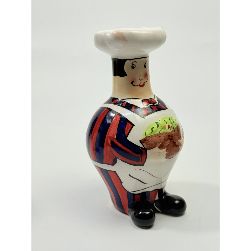 Salt and Pepper Shakers Mr and Mrs Chef Hand Painted Vintage Porcelain Ceramic Large Collectible Kitchen Tools Utensils