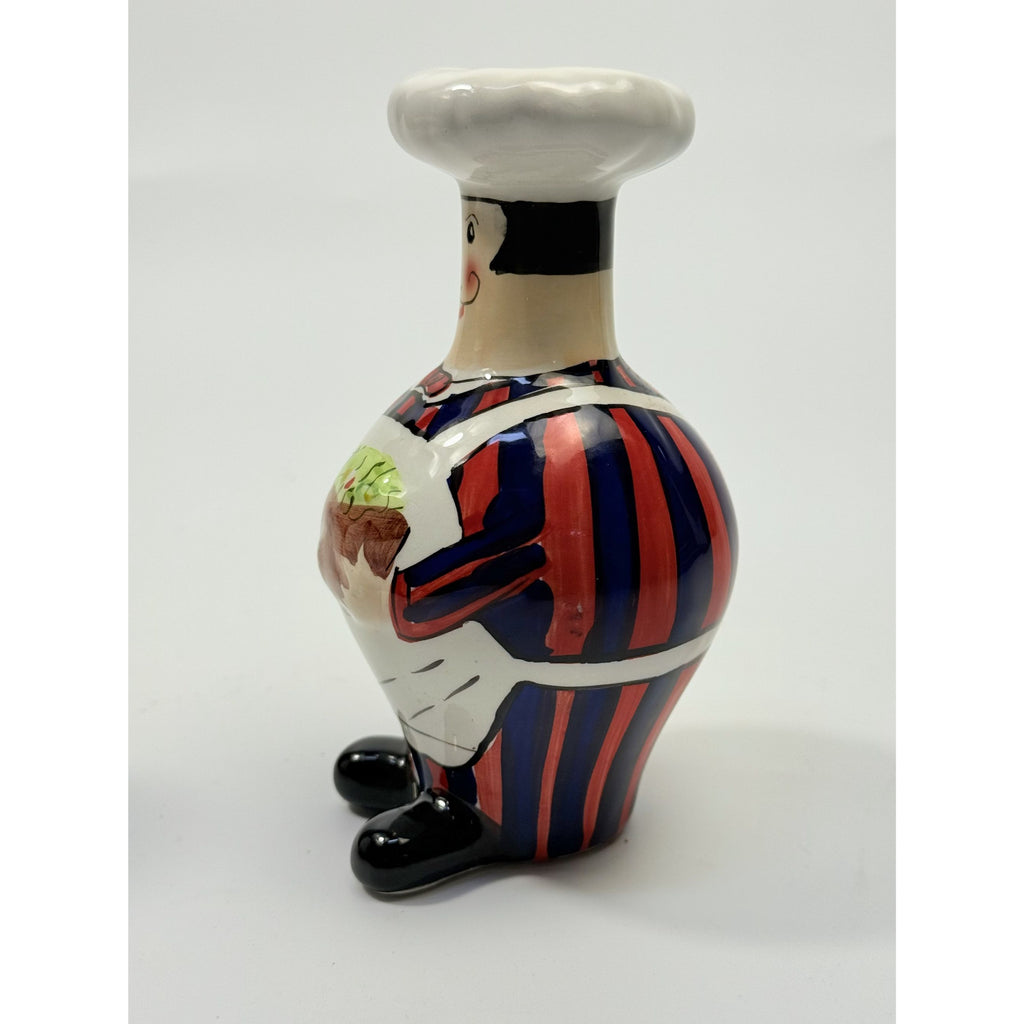 Salt and Pepper Shakers Mr and Mrs Chef Hand Painted Vintage Porcelain Ceramic Large Collectible Kitchen Tools Utensils