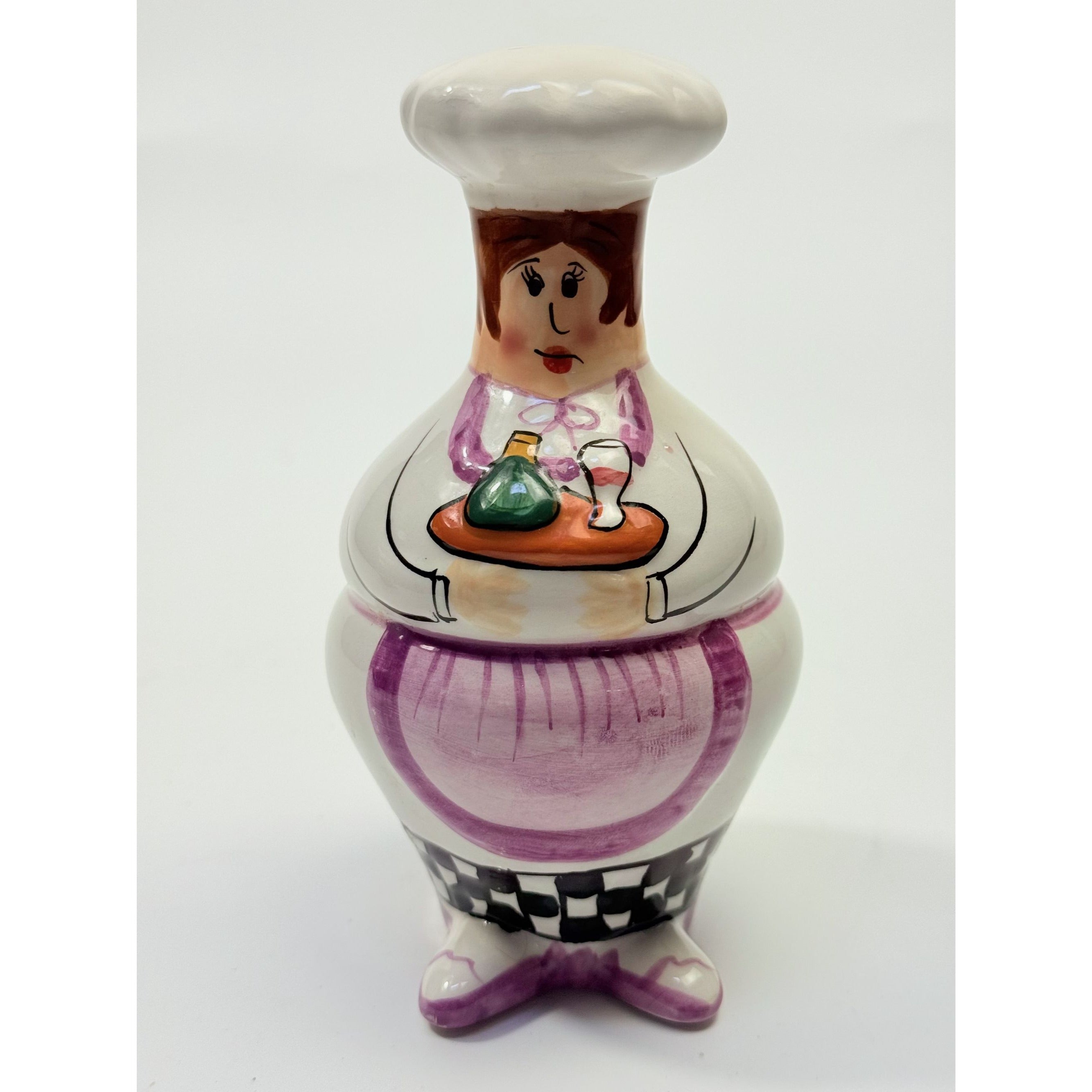 Salt and Pepper Shakers Mr and Mrs Chef Hand Painted Vintage Porcelain Ceramic Large Collectible Kitchen Tools Utensils