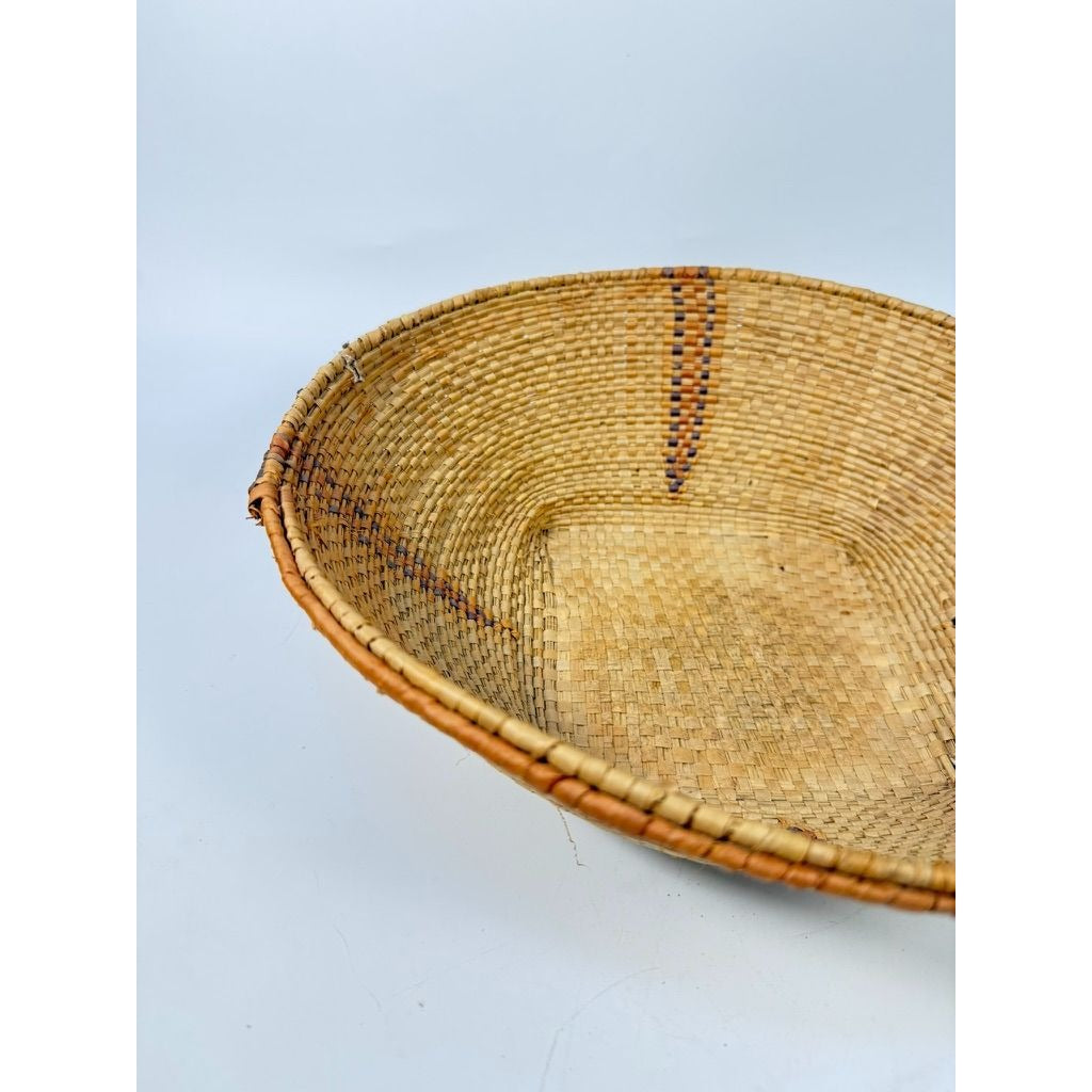 Handmade Basket African Hausa Nigeria Woven Grass Baskset Centerpiece Table Fruit Unique Home Gallery Wall Kitchen Decorative Accents