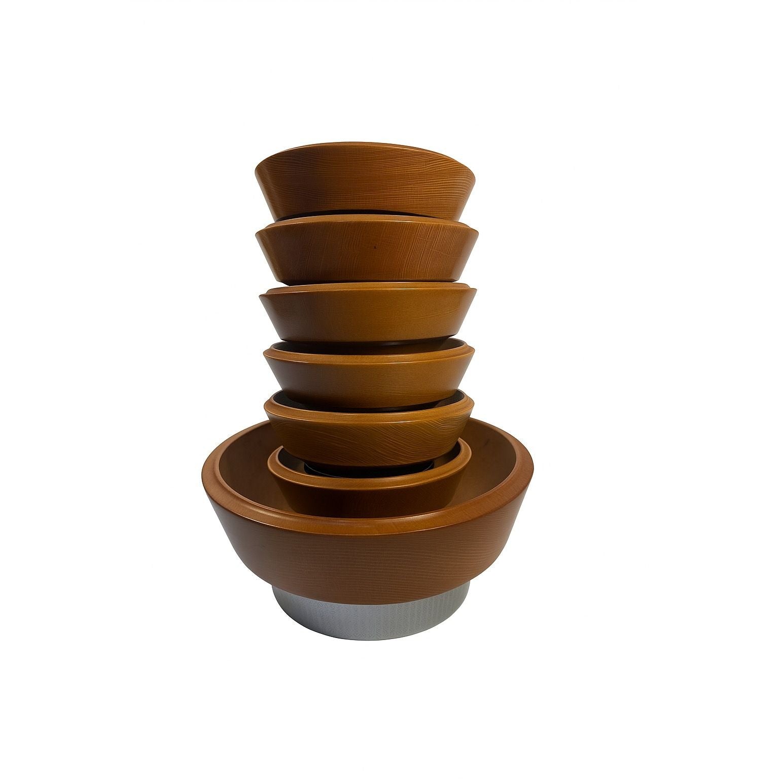 Teak Wood and Chrome Salad Bowl Set Hellerware Mid Century Vintage Retro Collectible Large Wood Salad Bowl 6 Individual Bowls