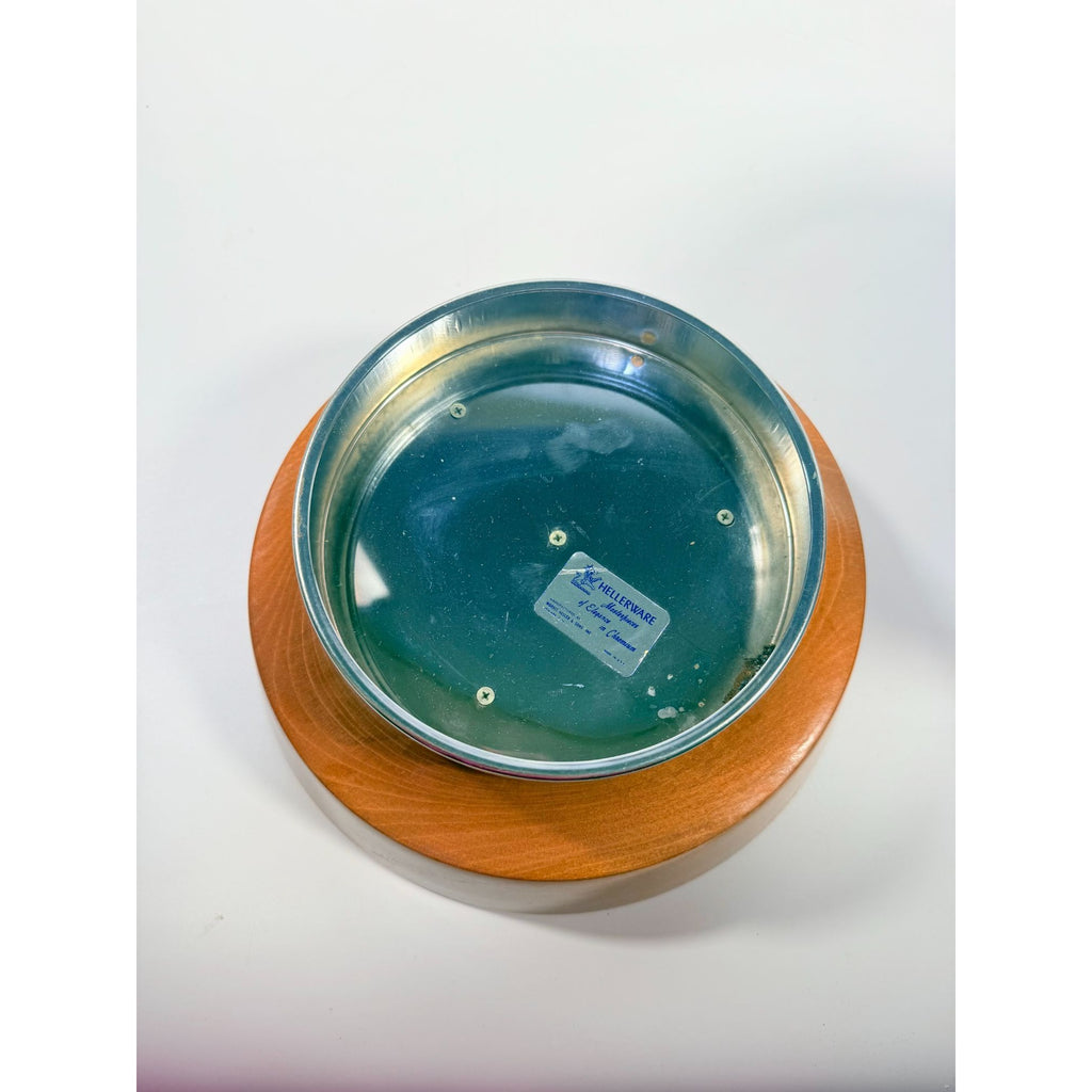 Teak Wood and Chrome Salad Bowl Set Hellerware Mid Century Vintage Retro Collectible Large Wood Salad Bowl 6 Individual Bowls