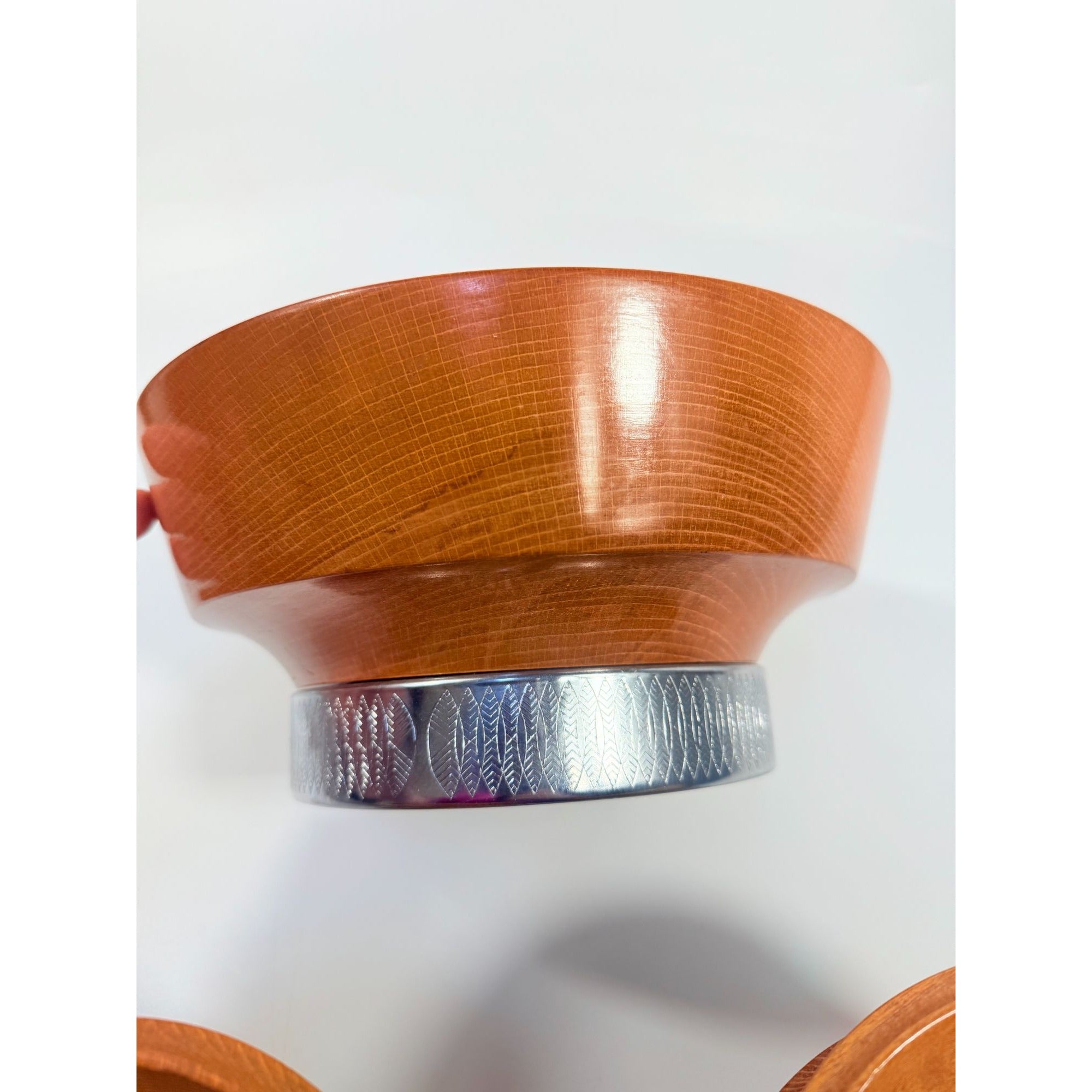 Teak Wood and Chrome Salad Bowl Set Hellerware Mid Century Vintage Retro Collectible Large Wood Salad Bowl 6 Individual Bowls