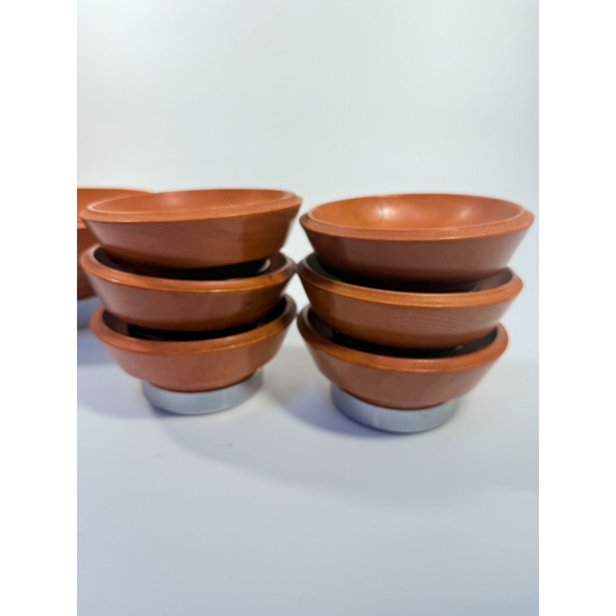 Teak Wood and Chrome Salad Bowl Set Hellerware Mid Century Vintage Retro Collectible Large Wood Salad Bowl 6 Individual Bowls
