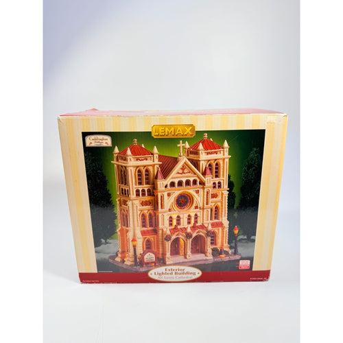 Christmas Village Collectible | Lemax Caddigton All Saints Cathedral Lighted Exterior Building | Vintage Christmas Holiday Decor Houses