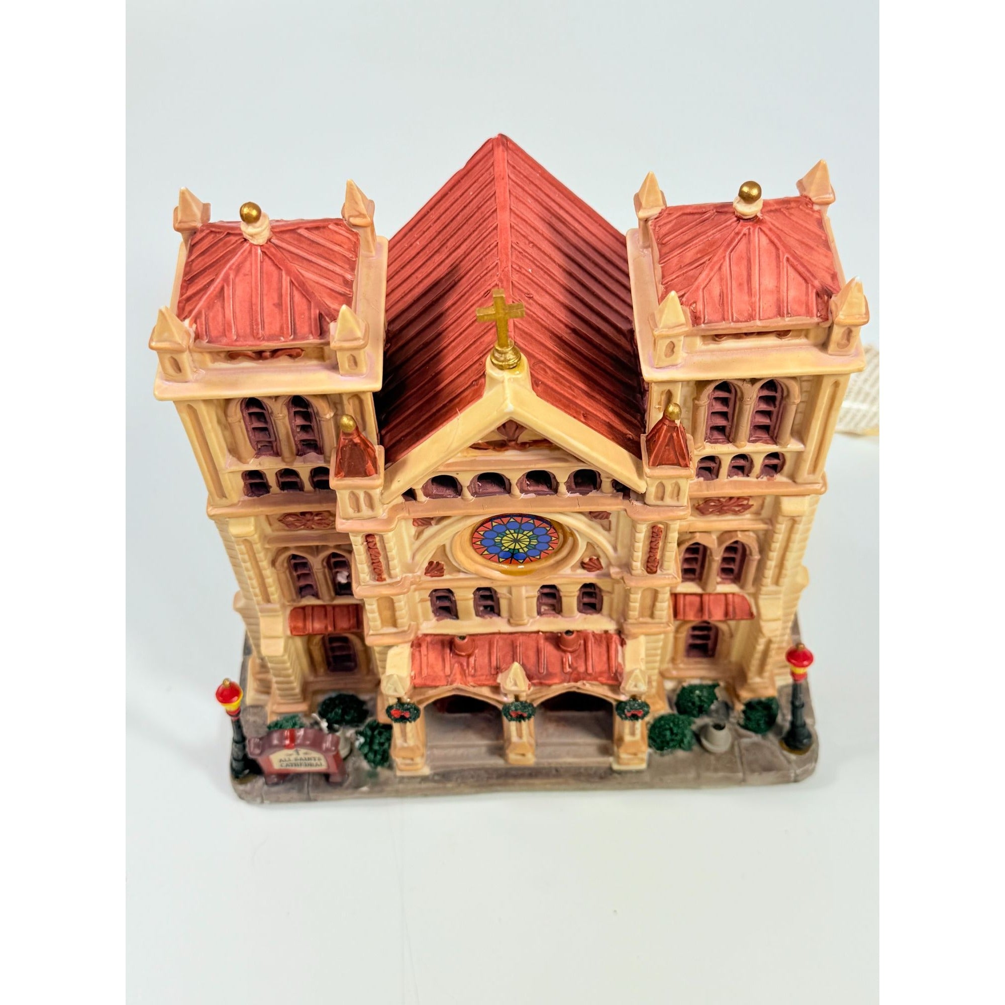 Christmas Village Collectible | Lemax Caddigton All Saints Cathedral Lighted Exterior Building | Vintage Christmas Holiday Decor Houses