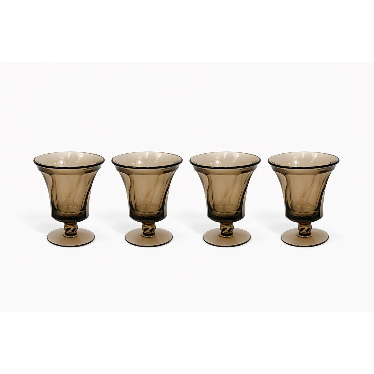 Footed Ice Tea Glassware Fostoria Jamestown Brown Amber Drinking Glass Set 4 Replacement Barware Drinkware Mid Century Retro Vintage Hostess