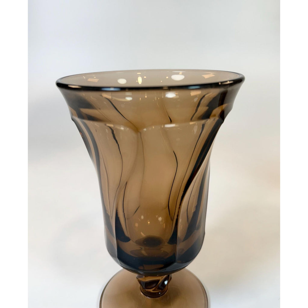 Footed Ice Tea Glassware Fostoria Jamestown Brown Amber Drinking Glass Set 4 Replacement Barware Drinkware Mid Century Retro Vintage Hostess