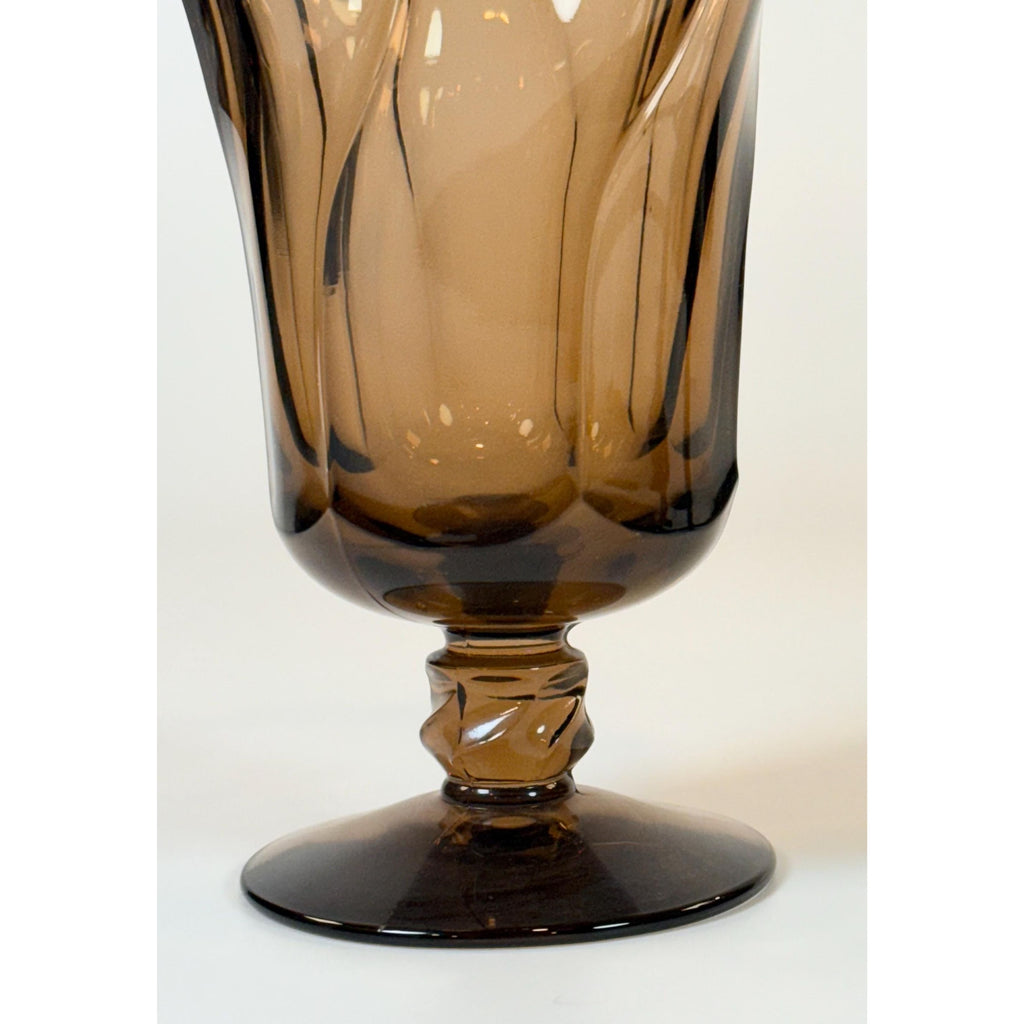 Footed Ice Tea Glassware Fostoria Jamestown Brown Amber Drinking Glass Set 4 Replacement Barware Drinkware Mid Century Retro Vintage Hostess