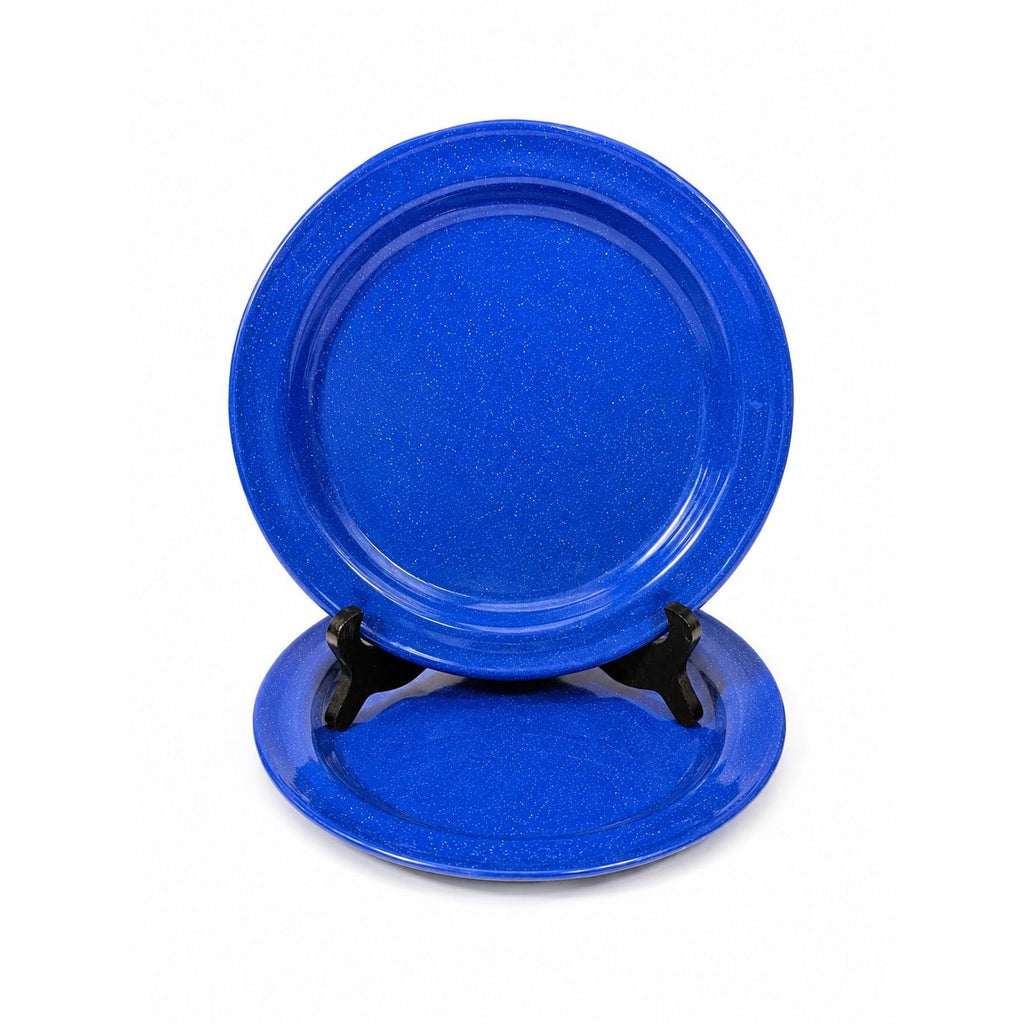 Enamel Plates Set 2 Blue Spatter Graniteware Camping Replacement Vintage Farmhouse Primitive