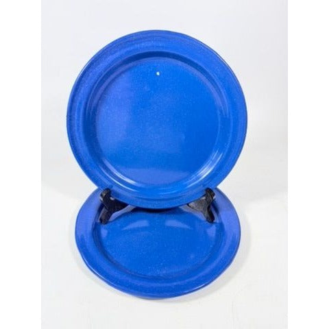 Enamel Plates Set 2 Blue Spatter Graniteware Camping Replacement Vintage Farmhouse Primitive