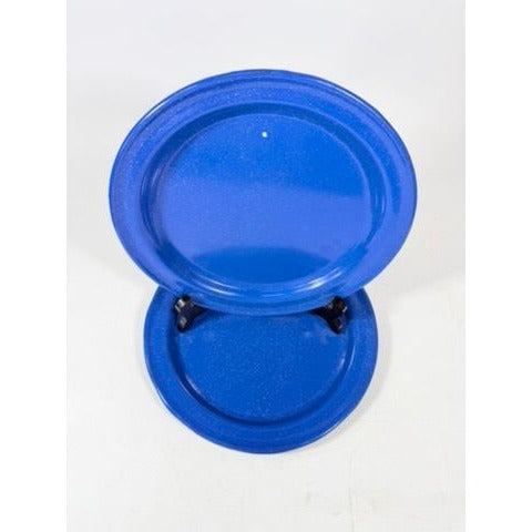 Enamel Plates Set 2 Blue Spatter Graniteware Camping Replacement Vintage Farmhouse Primitive