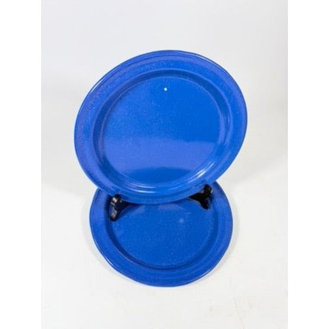 Enamel Plates Set 2 Blue Spatter Graniteware Camping Replacement Vintage Farmhouse Primitive