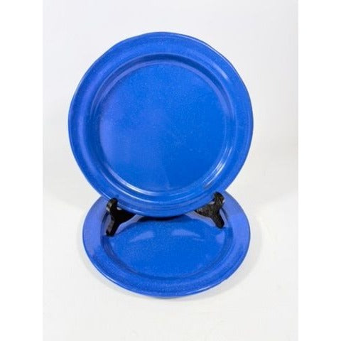 Enamel Plates Set 2 Blue Spatter Graniteware Camping Replacement Vintage Farmhouse Primitive