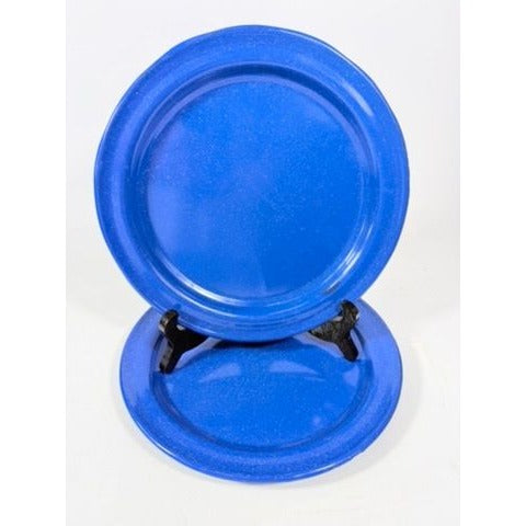 Enamel Plates Set 2 Blue Spatter Graniteware Camping Replacement Vintage Farmhouse Primitive