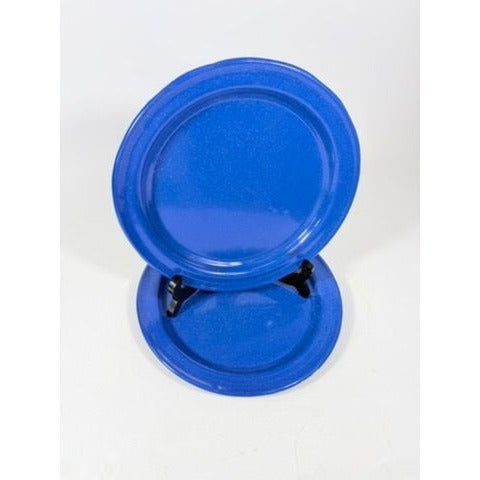 Enamel Plates Set 2 Blue Spatter Graniteware Camping Replacement Vintage Farmhouse Primitive