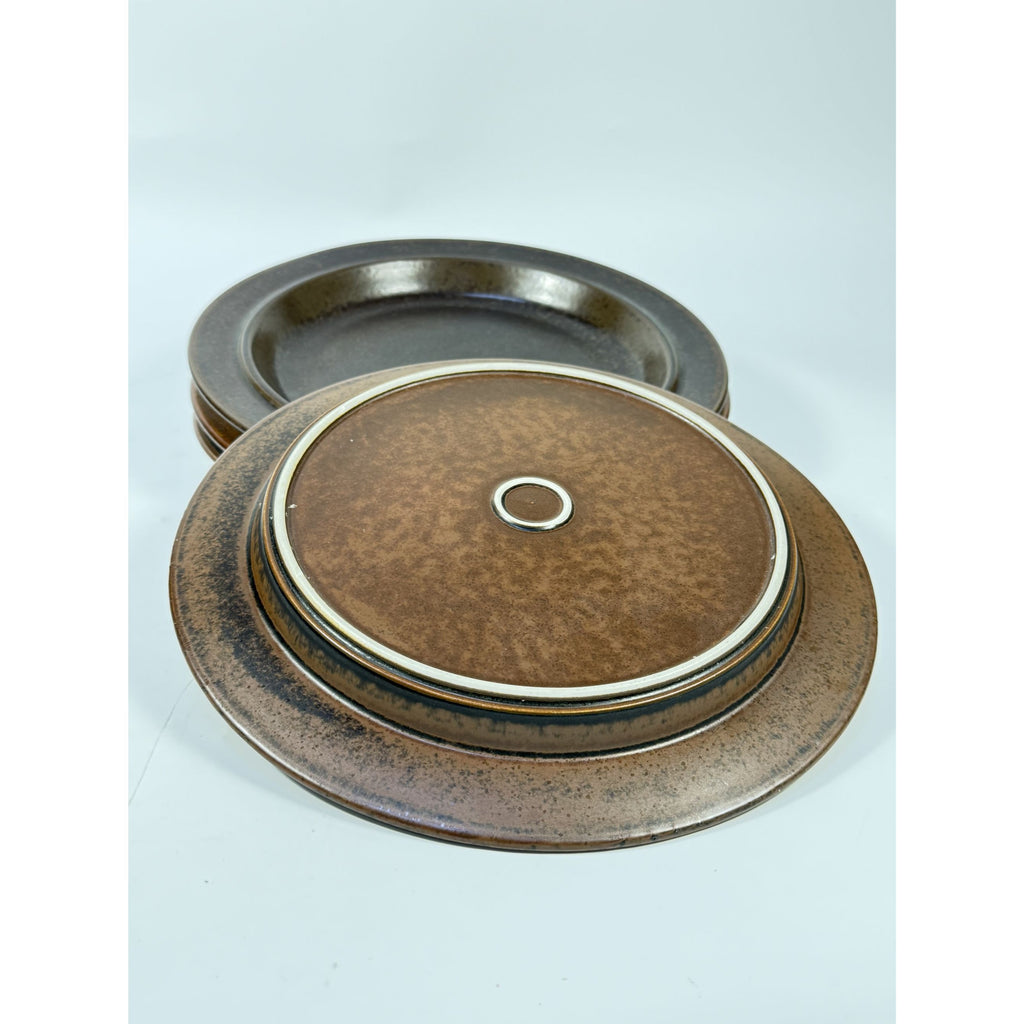 Ironstone Dinner Plates Set 4 Vintage Arabia of Finland Ruska Stoneware Replacement China Mid Century Brown