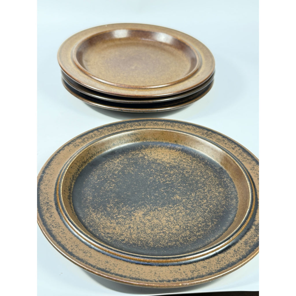 Ironstone Dinner Plates Set 4 Vintage Arabia of Finland Ruska Stoneware Replacement China Mid Century Brown