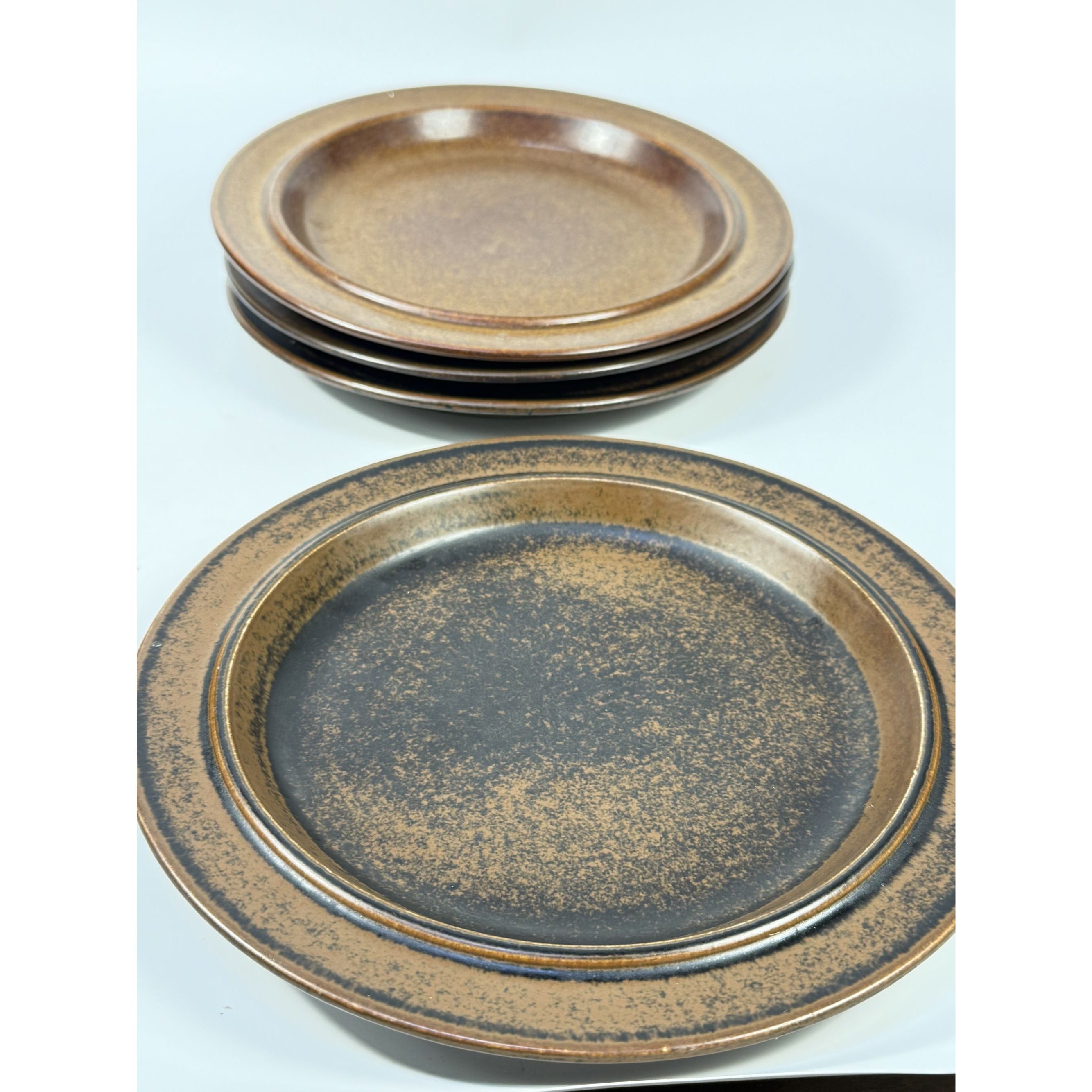 Ironstone Dinner Plates Set 4 Vintage Arabia of Finland Ruska Stoneware Replacement China Mid Century Brown