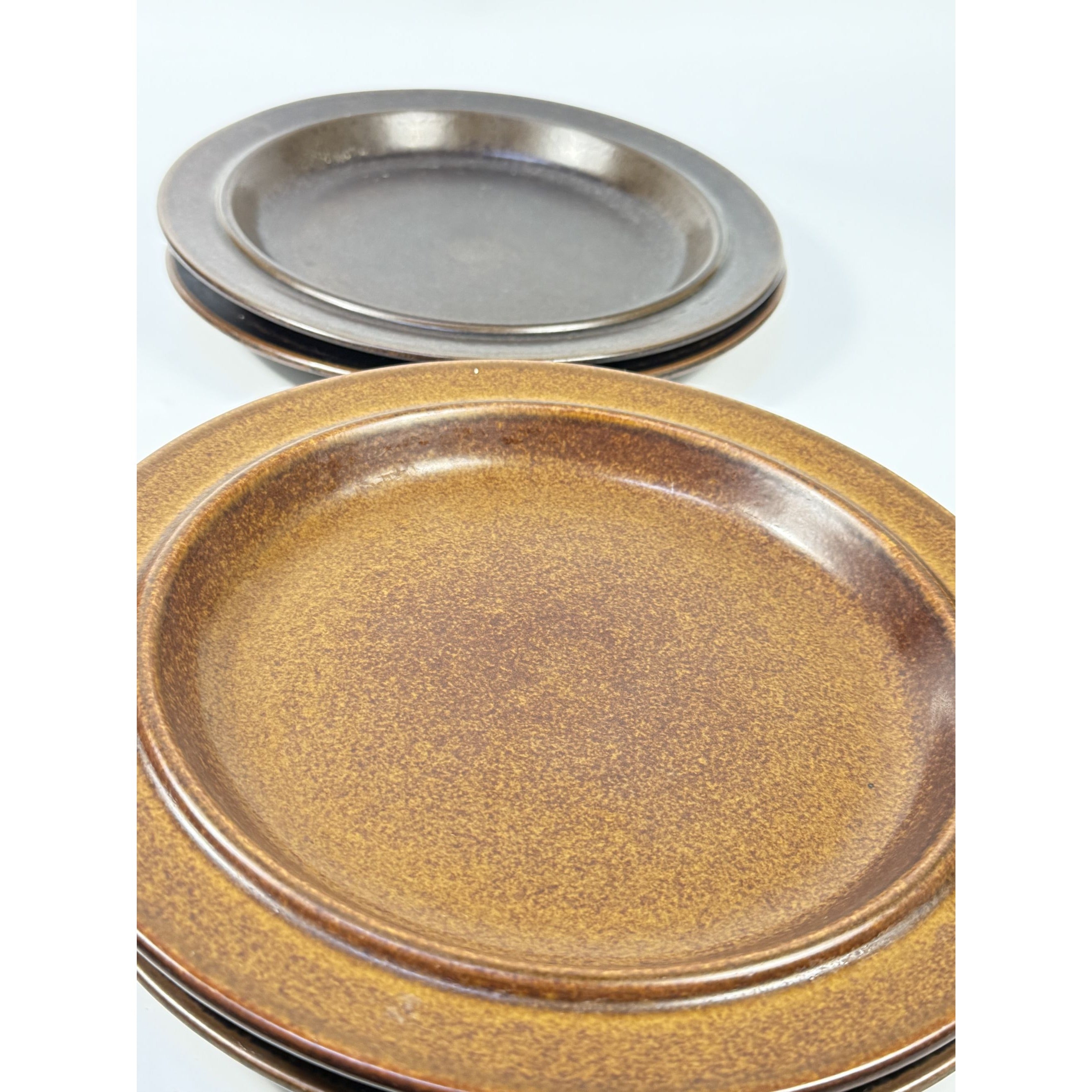 Ironstone Dinner Plates Set 4 Vintage Arabia of Finland Ruska Stoneware Replacement China Mid Century Brown