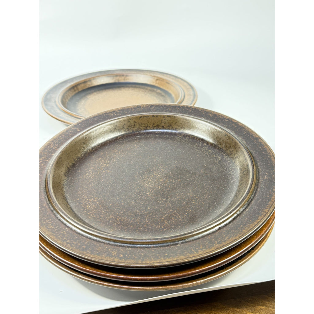 Ironstone Dinner Plates Set 4 Vintage Arabia of Finland Ruska Stoneware Replacement China Mid Century Brown