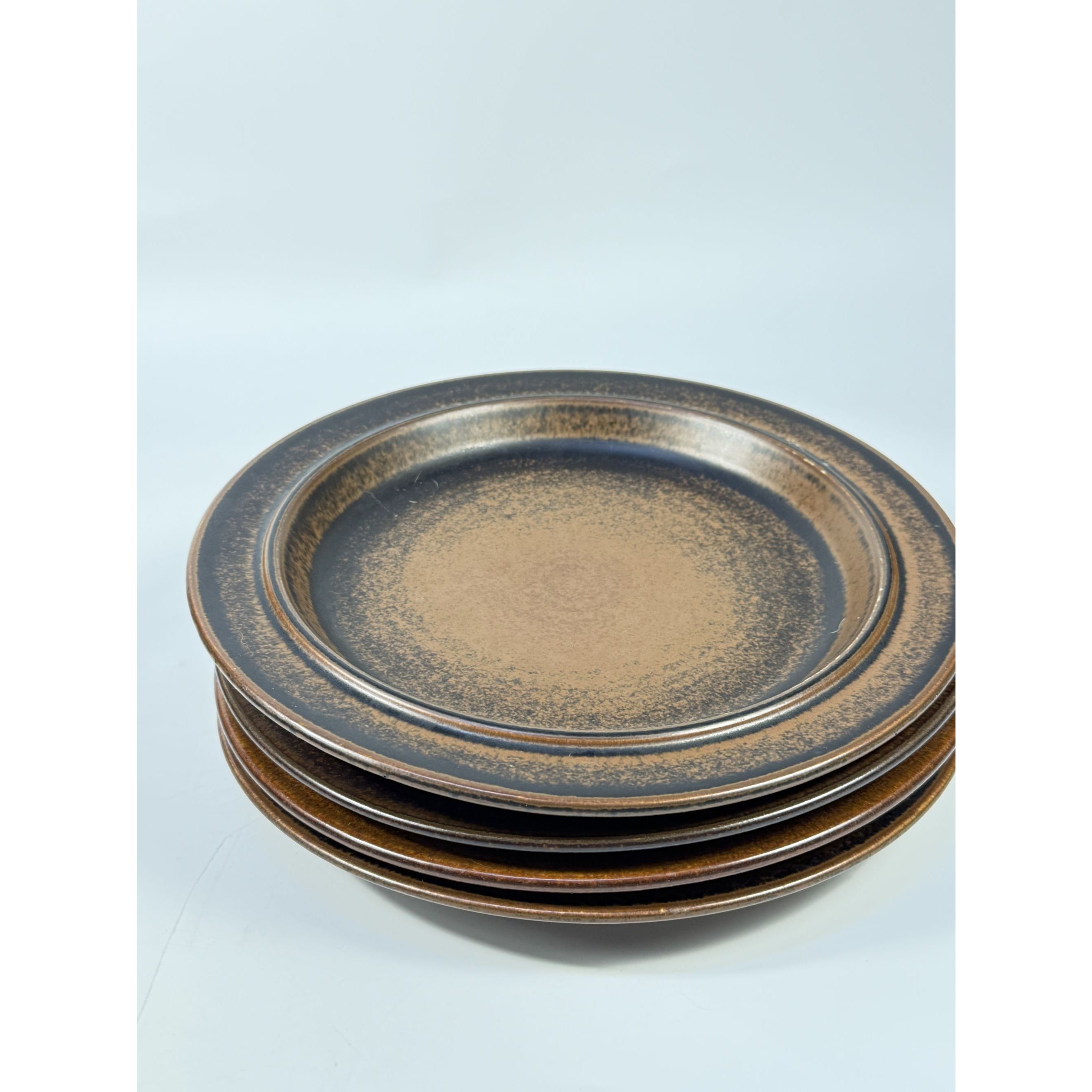 Ironstone Dinner Plates Set 4 Vintage Arabia of Finland Ruska Stoneware Replacement China Mid Century Brown