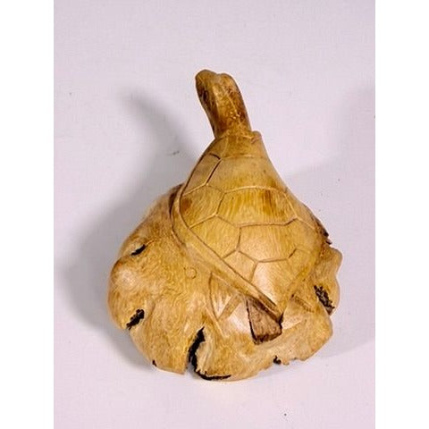 Wooden Sculpture Hand Carved Burwood Mushroom Turtle Burlwood Folk Art Figurine Vintage Collectible Gift