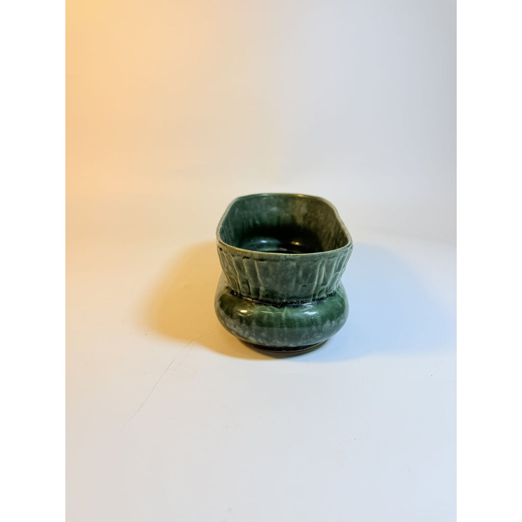 Cache Pot Planter Brush Pottery Ikebana Trough USA Vintage Art Deco Green Specked Lava Glaze Ceramic Succulent Orchid Flowers Bonsi Floral