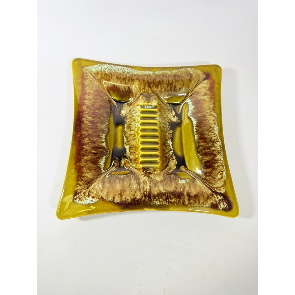 Ashtray USA Pottery Stamped Vintage Mid Century Green Drip Glaze Tobacciana Atomic Cigar Ash Tray Collectibel Home Decor Decorative Accents