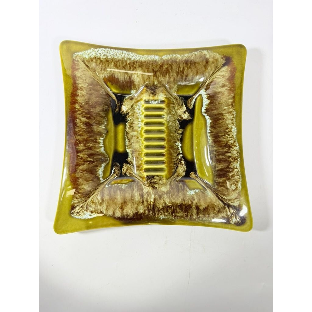 Ashtray USA Pottery Stamped Vintage Mid Century Green Drip Glaze Tobacciana Atomic Cigar Ash Tray Collectibel Home Decor Decorative Accents