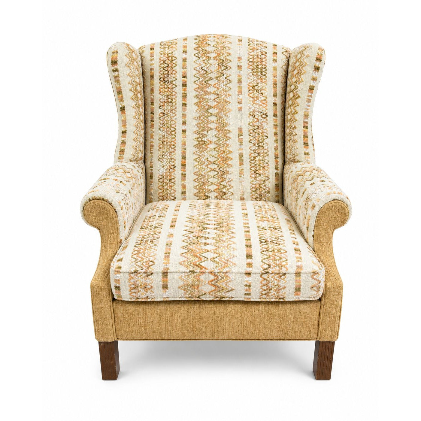 Accent Chair Wing Back Velvet  Jacquard Stripe Stuart Funiture Company Asheboro NC. Retro Kitsch Statement Piece Living Room Office