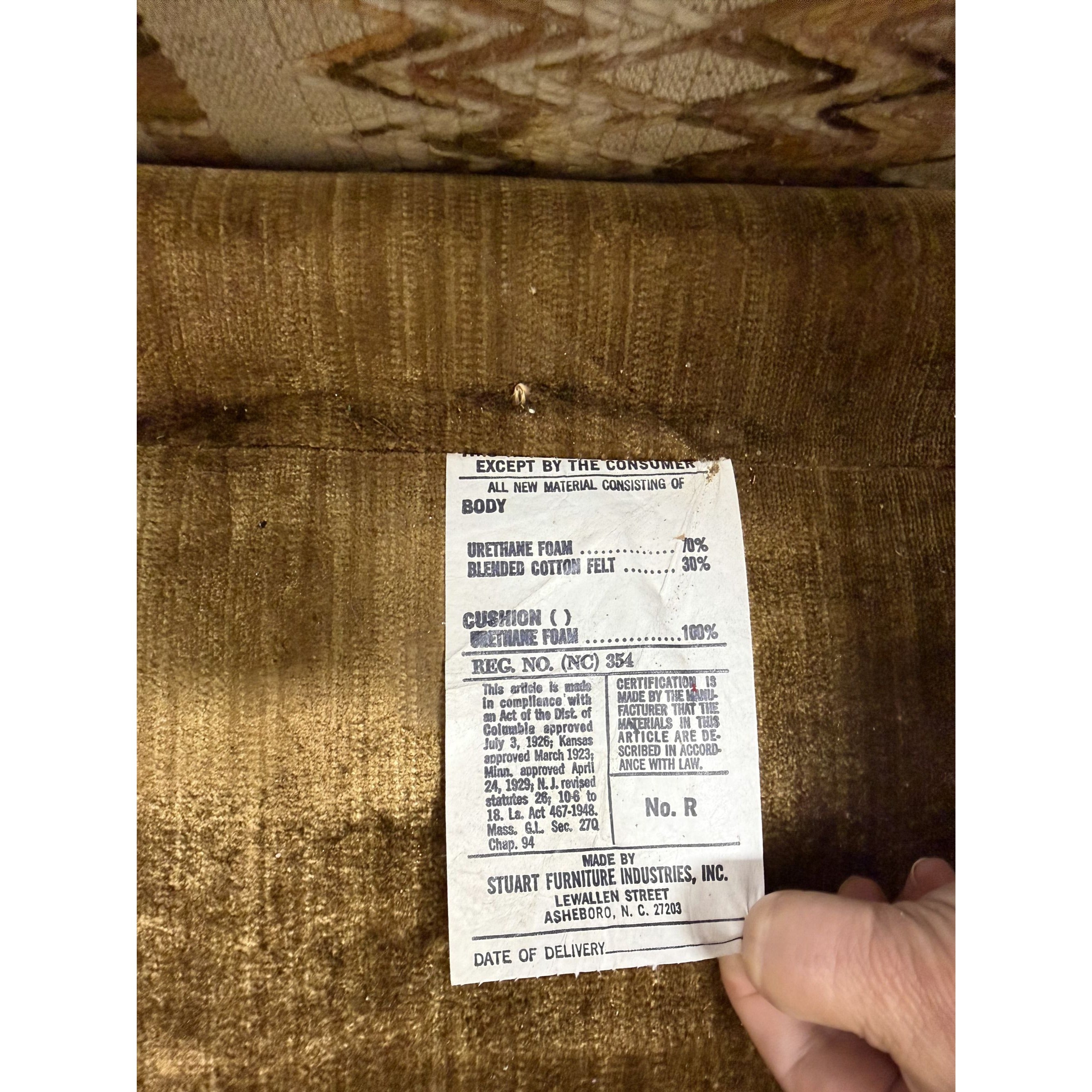 Accent Chair Wing Back Velvet  Jacquard Stripe Stuart Funiture Company Asheboro NC. Retro Kitsch Statement Piece Living Room Office