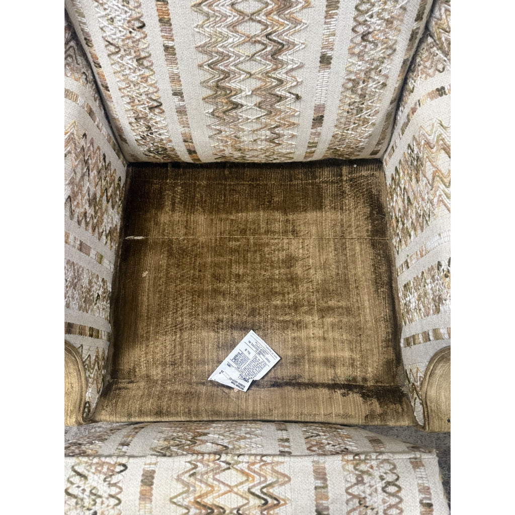 Accent Chair Wing Back Velvet  Jacquard Stripe Stuart Funiture Company Asheboro NC. Retro Kitsch Statement Piece Living Room Office