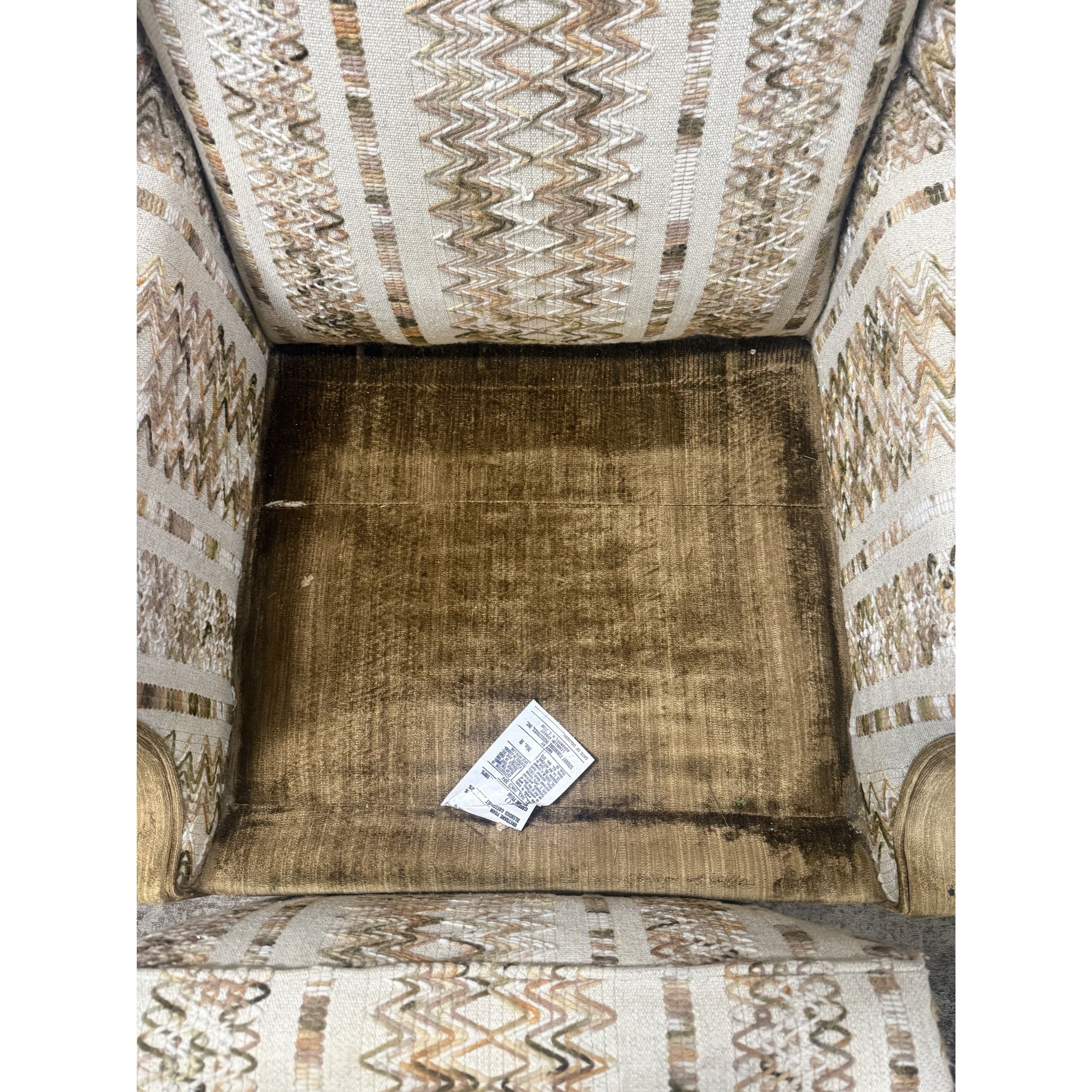 Accent Chair Wing Back Velvet  Jacquard Stripe Stuart Funiture Company Asheboro NC. Retro Kitsch Statement Piece Living Room Office