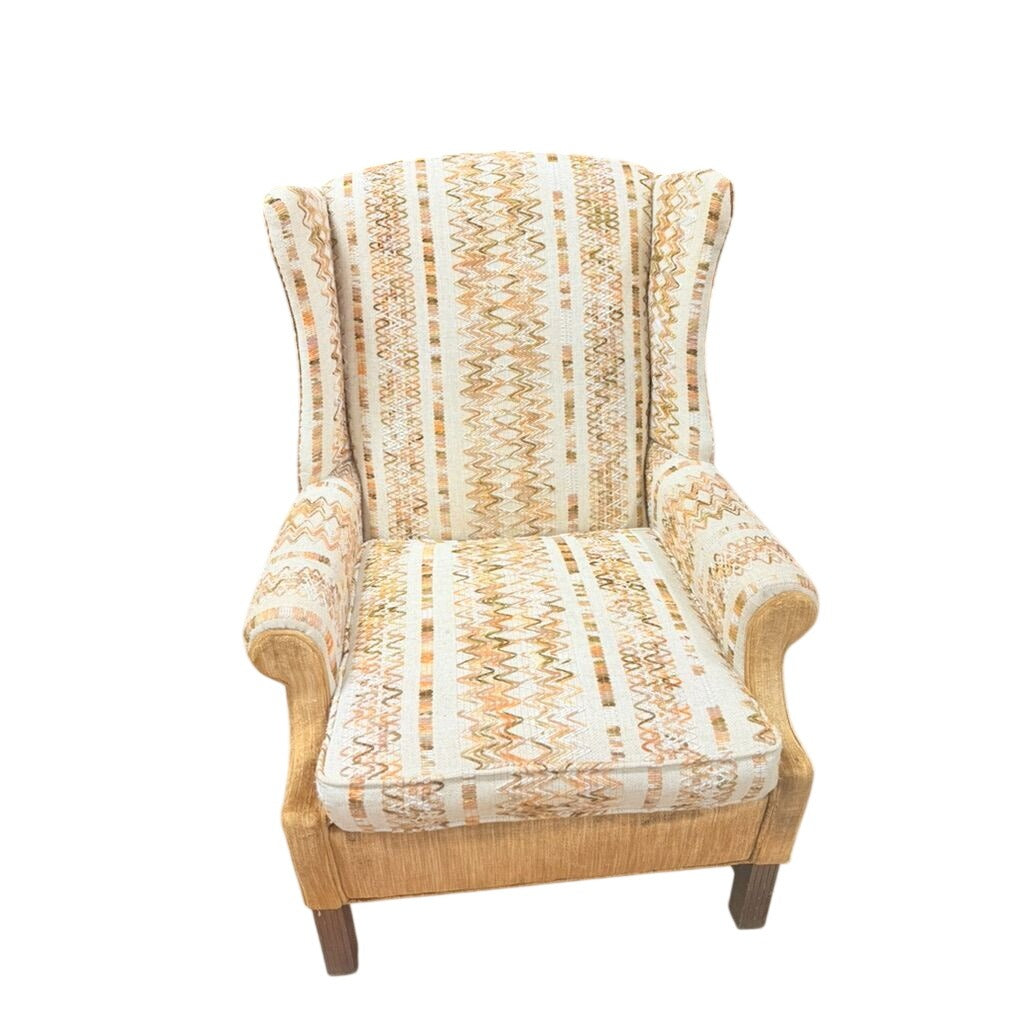Accent Chair Wing Back Velvet  Jacquard Stripe Stuart Funiture Company Asheboro NC. Retro Kitsch Statement Piece Living Room Office