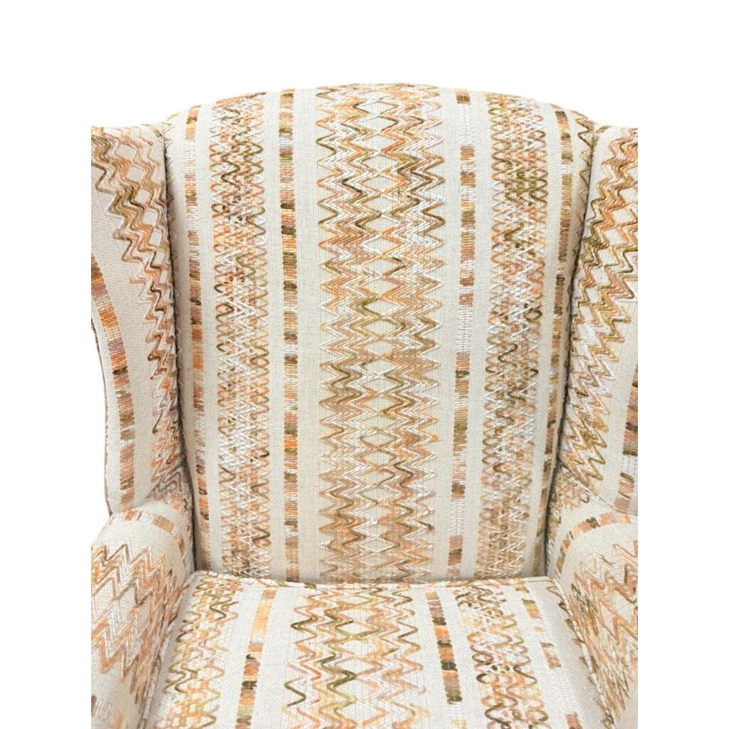 Accent Chair Wing Back Velvet  Jacquard Stripe Stuart Funiture Company Asheboro NC. Retro Kitsch Statement Piece Living Room Office