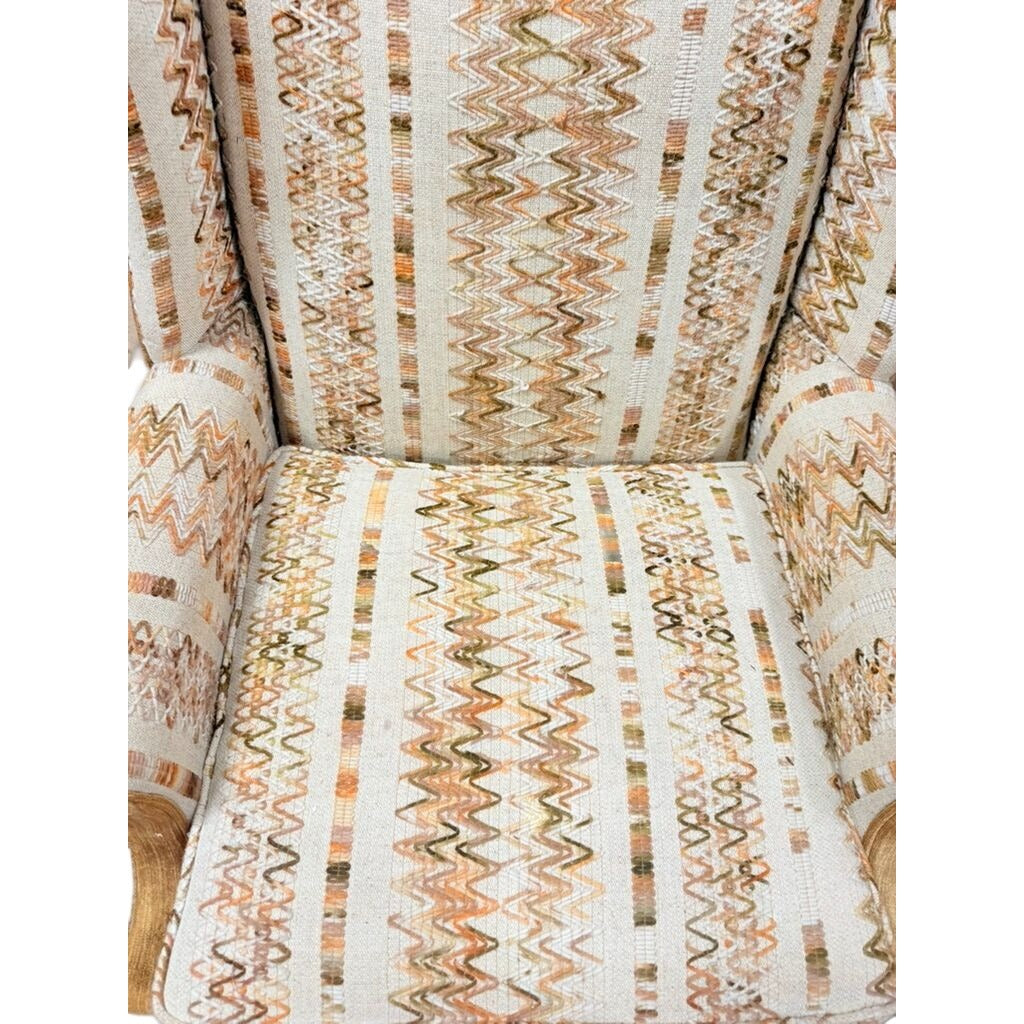 Accent Chair Wing Back Velvet  Jacquard Stripe Stuart Funiture Company Asheboro NC. Retro Kitsch Statement Piece Living Room Office