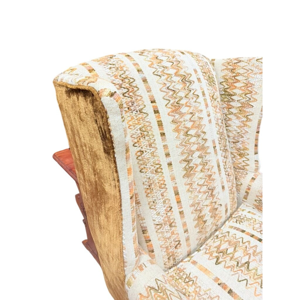 Accent Chair Wing Back Velvet  Jacquard Stripe Stuart Funiture Company Asheboro NC. Retro Kitsch Statement Piece Living Room Office