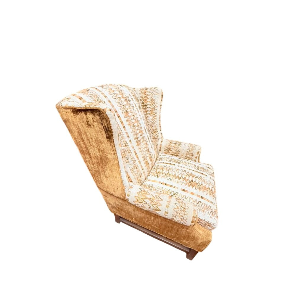 Accent Chair Wing Back Velvet  Jacquard Stripe Stuart Funiture Company Asheboro NC. Retro Kitsch Statement Piece Living Room Office