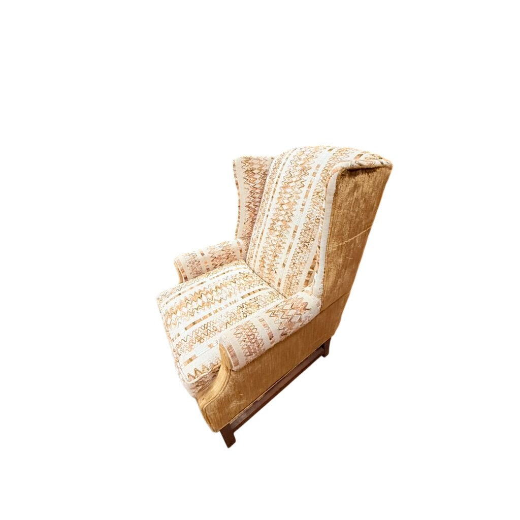 Accent Chair Wing Back Velvet  Jacquard Stripe Stuart Funiture Company Asheboro NC. Retro Kitsch Statement Piece Living Room Office