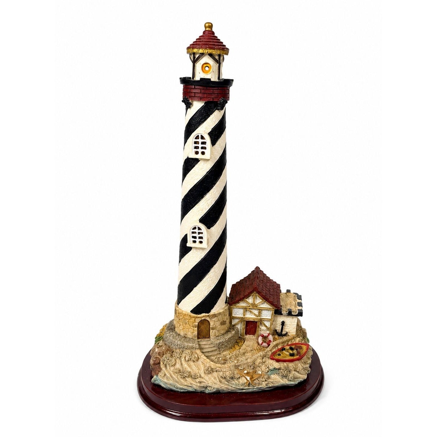 NIghtlight Lighthouse Striped Cape Hattaras Vintage Light Spoontiques Style Resin Home Decor Collectible Light House