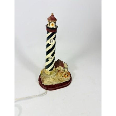 NIghtlight Lighthouse Striped Cape Hattaras Vintage Light Spoontiques Style Resin Home Decor Collectible Light House