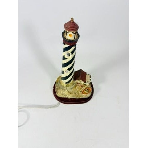 NIghtlight Lighthouse Striped Cape Hattaras Vintage Light Spoontiques Style Resin Home Decor Collectible Light House