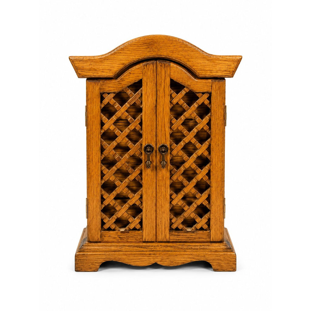 Wood Musical Jewelry Box Royal Sealy Japan Lattice Doors Table top Dresser Boudior Storage Holder Cabinet Music Box