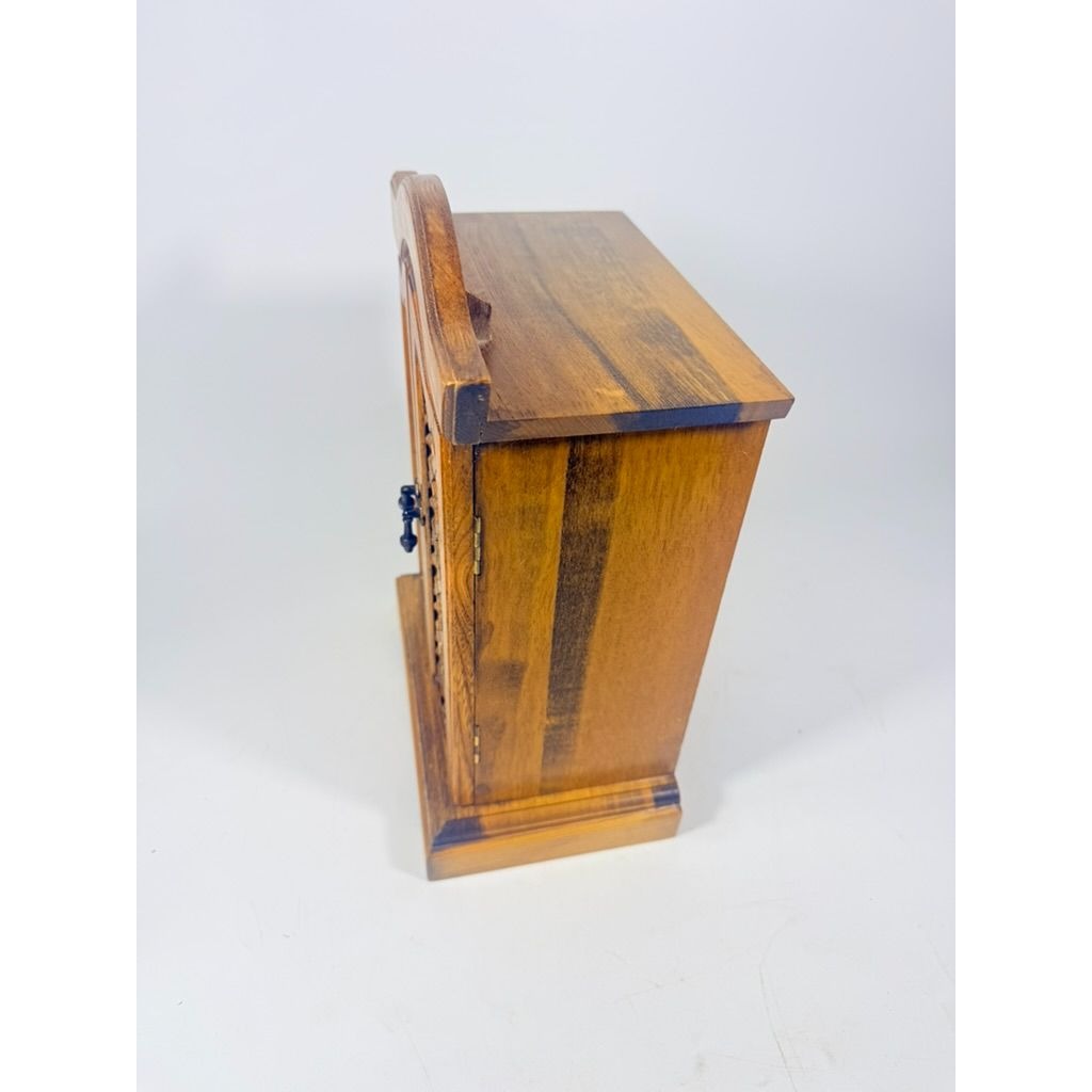 Wood Musical Jewelry Box Royal Sealy Japan Lattice Doors Table top Dresser Boudior Storage Holder Cabinet Music Box