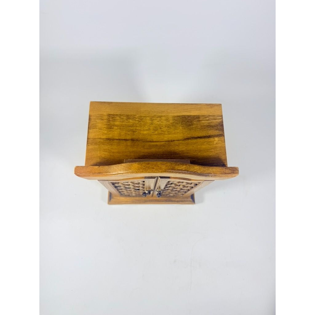 Wood Musical Jewelry Box Royal Sealy Japan Lattice Doors Table top Dresser Boudior Storage Holder Cabinet Music Box