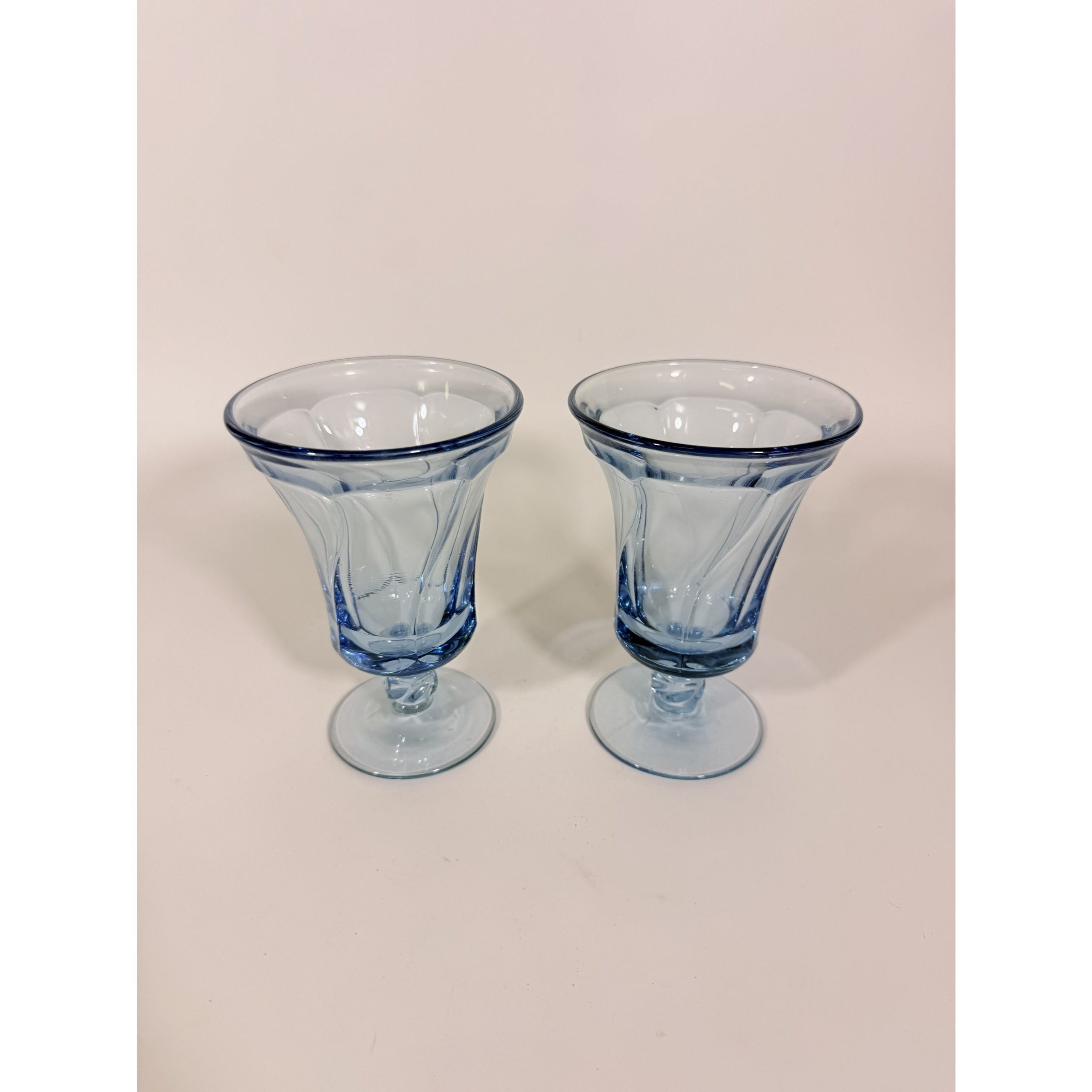 Ice Tea Goblets Set 2 Fostoria Jamestown Light Iced Blue Swirl Vintage Glassware Replacement Discontinued Steware Glasses