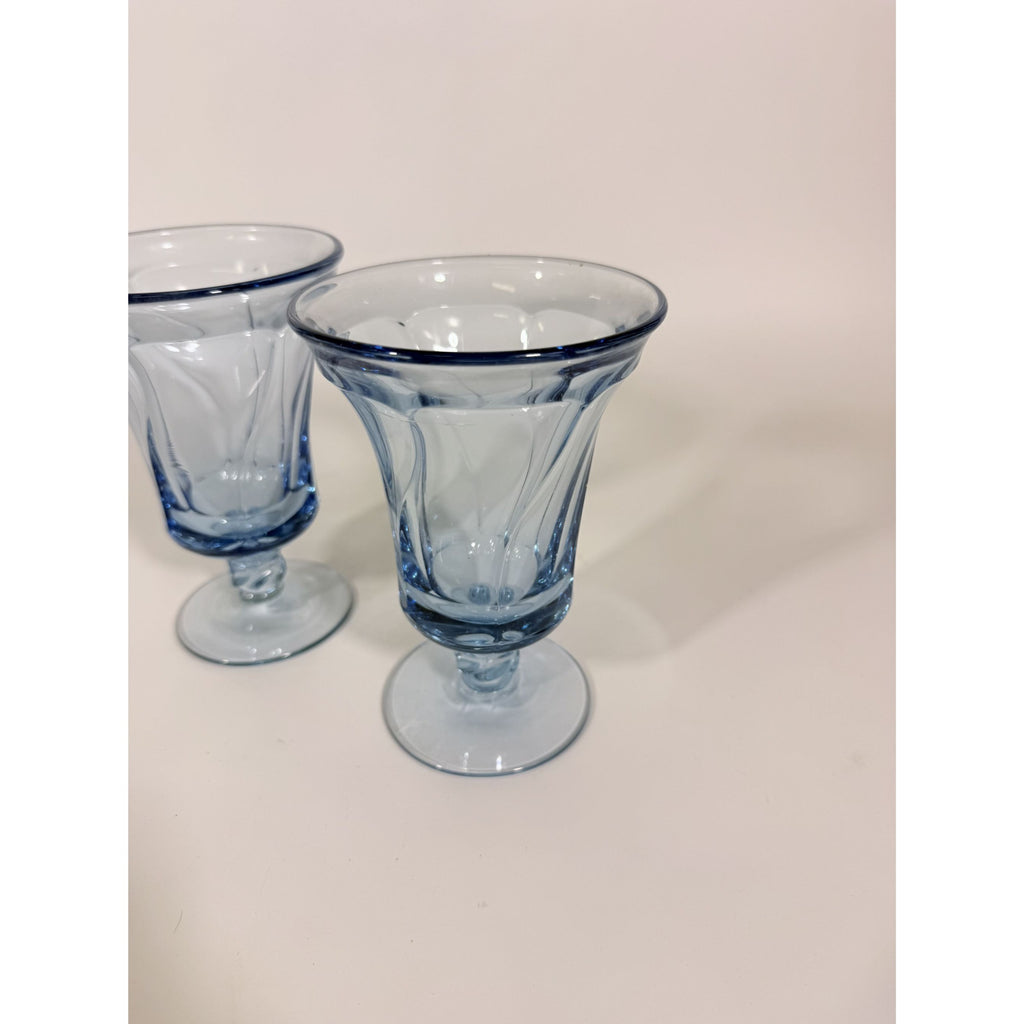 Ice Tea Goblets Set 2 Fostoria Jamestown Light Iced Blue Swirl Vintage Glassware Replacement Discontinued Steware Glasses