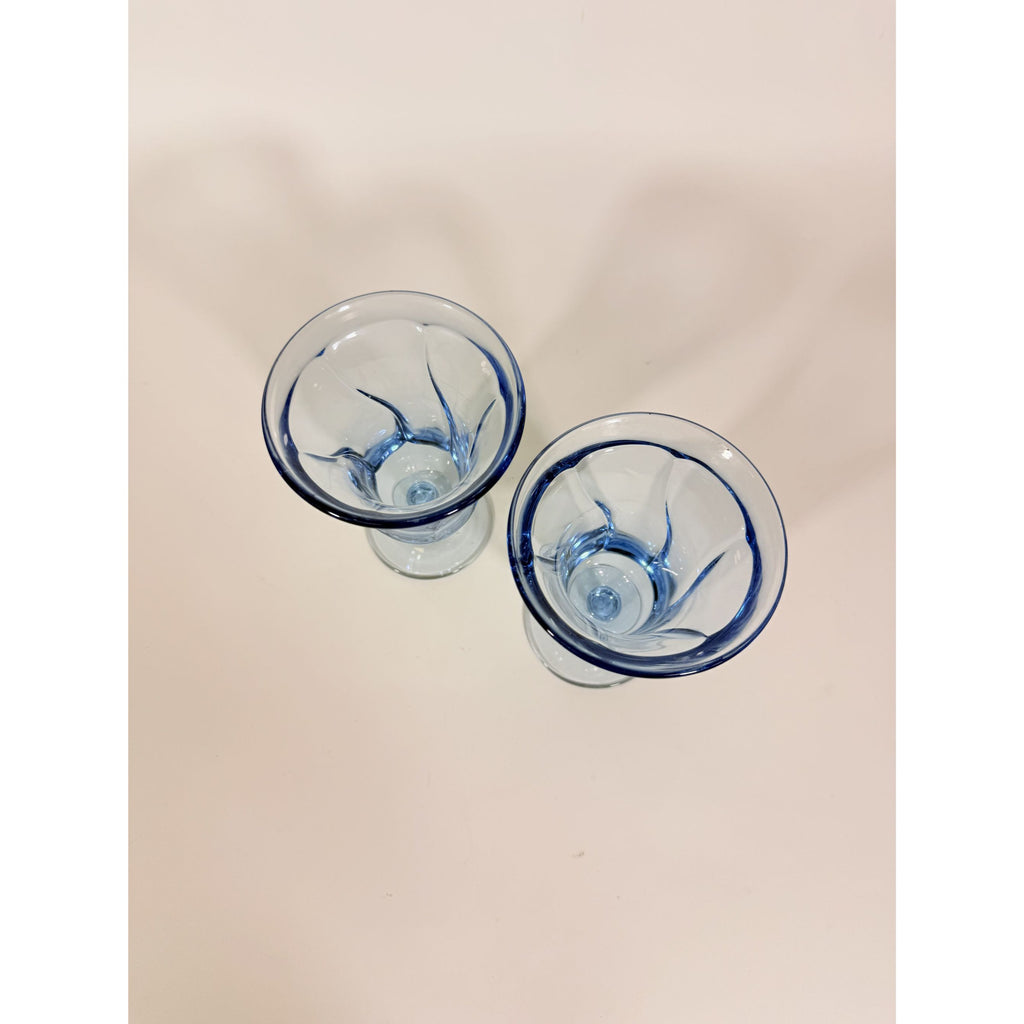 Ice Tea Goblets Set 2 Fostoria Jamestown Light Iced Blue Swirl Vintage Glassware Replacement Discontinued Steware Glasses