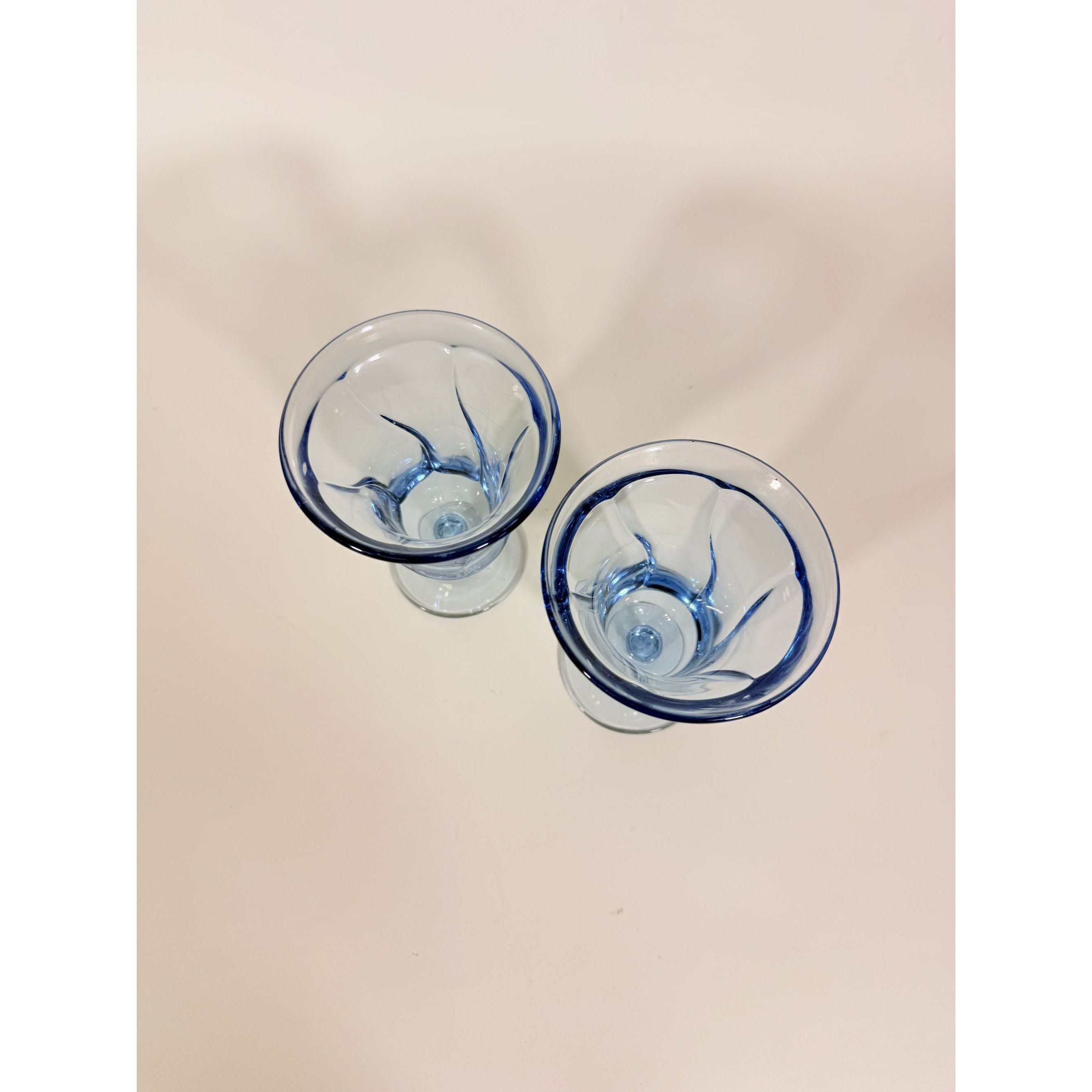 Ice Tea Goblets Set 2 Fostoria Jamestown Light Iced Blue Swirl Vintage Glassware Replacement Discontinued Steware Glasses